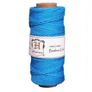 Hemptique Bamboo Cord Spool Neon Blue Macrame Crochet Knit Craft Sustainable 1mm